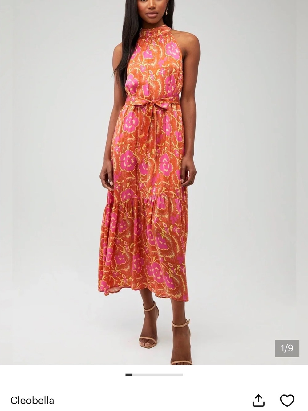 Cleobella Pink & Orange High Neck Maxi Dress